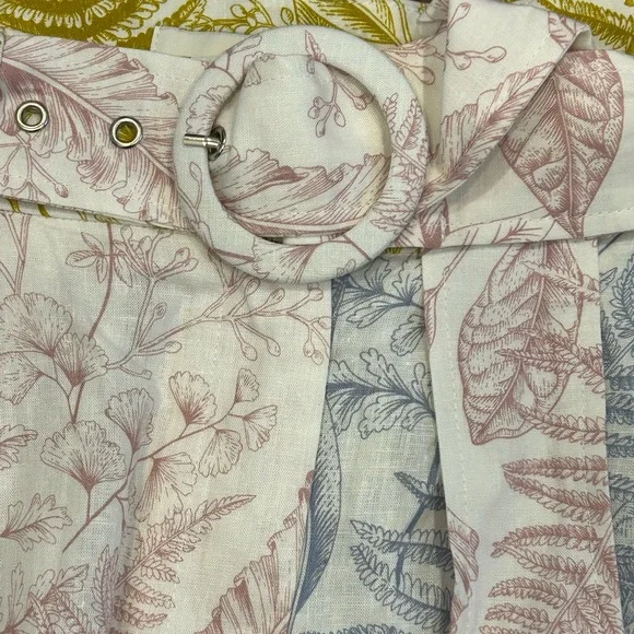 NWT Aura Red Dress Floral Euro Summer Linen Blend High Waisted Belted Shorts - Picture 5 of 9